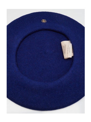Gucci Blue GG logo charm Wool Beret M sz