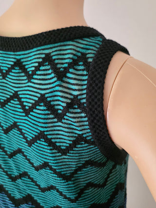 M Missoni Green multicolor Striped V-neck Mini Dress 8 US