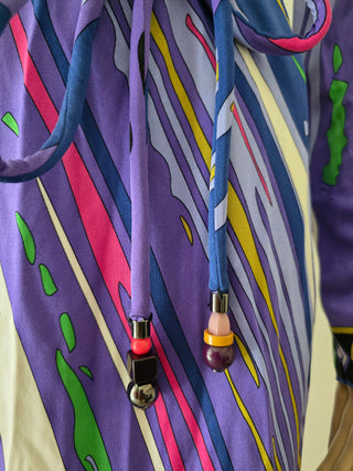 Emilio Pucci Purple Multicolor long-sleeved printed dress 40 sz