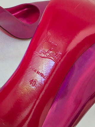 Christian Louboutin Purple Patent Leather Pointed-Toe Pumps 40 sz