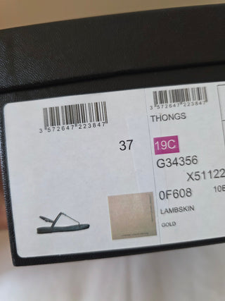 Chanel Beige leather 2019 Interlocking CC Logo T-Strap Sandals 37 sz