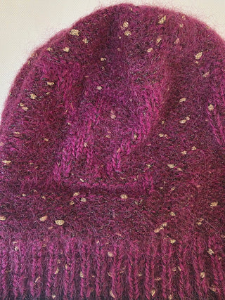Louis Vuitton Burgundy LV Monogram Glitter Sequins Knit Beanie One size