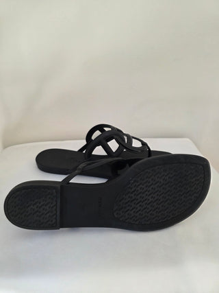 Hermès Black Egerie Chaîne d'Ancre Insignia Slides 38 sz