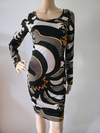 Emilio Pucci Brown Multicolor Signature Printed Mini Dress