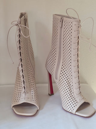 Christian Louboutin Beige perforated leather Gladiator boots 39.5 sz