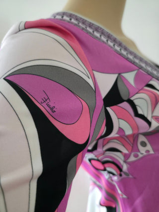 Emilio Pucci Purple Multicolor long-sleeved printed summer dress S sz