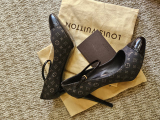 Louis Vuitton Brown LV Monogram Nylon Pumps 37 sz