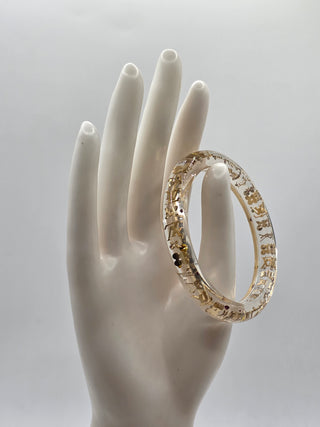 Louis Vuitton Clear Gold-tone Crystal Resin Inclusion Bangle