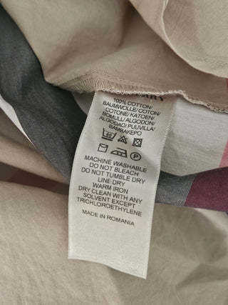 Burberry Brit Plaid Print Three-Quarter Sleeve Button-Up Top XS sz