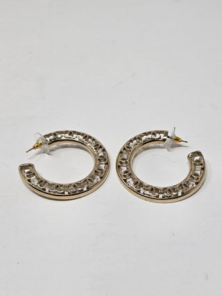 Stunning Chanel Gold-tone 2019 Interlocking CC Logo hoop earrings