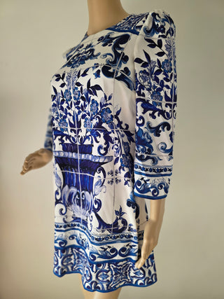 Dolce & Gabbana Blue Multicolor Silk Mini Dress IT38 sz