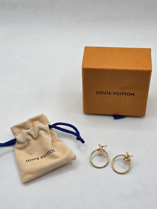 Louis Vuitton Gold-tone LV Logo Eclipse Earrings