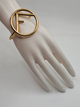 Fendi Gold-tone F Is Fendi Hinged Bangle Bracelet