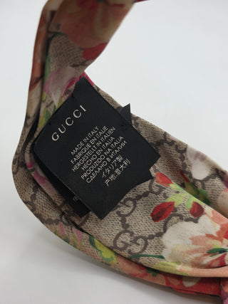 Gucci Beige Multicolor GG Pattern Flora Silk Hairband M sz