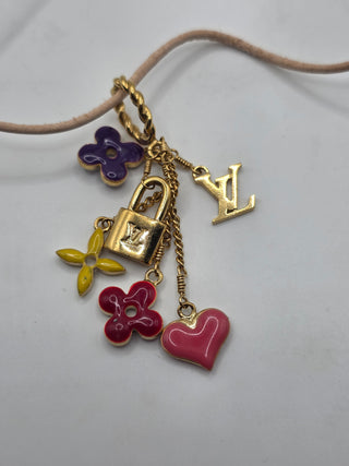 Louis Vuitton Gold-tone Sweet Monogram Enamel LV Charms Pendant Necklace