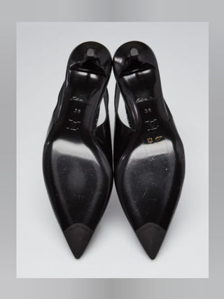 Louis Vuitton Black Smooth Leather Call Back Ankle Wrap Pumps 36 sz