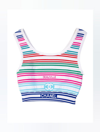 Chanel White multicolor Interlocking CC 2019 Striped Top S sz FR36