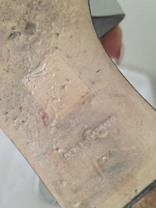 Dolce & Gabbana Metallic Silver Leather DG Cutout Accent Slides 39.5 sz