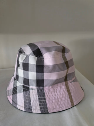 Burberry Pink multicolor Plaid print bucket hat