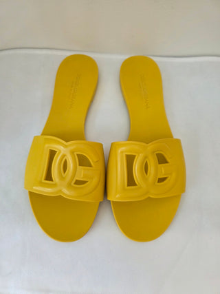Dolce & Gabbana Yellow Jelly D&G Cutout Slides 39 sz