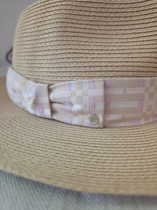 Hermès Beige Woven Straw Izia H Kilt Hat Size 59
