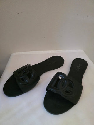 Dolce & Gabbana Black DG logo 
Rubber Slides 39 sz