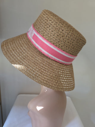 Christian Dior Beige Straw logo embellished sun hat 58 sz