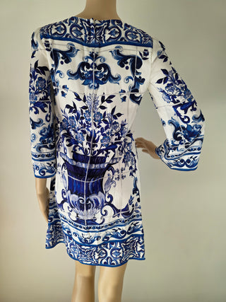 Dolce & Gabbana Blue Multicolor Silk Mini Dress IT38 sz