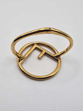 Fendi Gold-tone F Is Fendi Hinged Bangle Bracelet