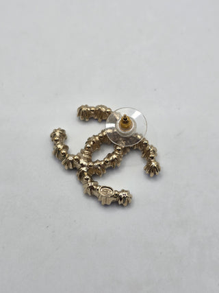 Chanel Gold Metal Multicolor Crystal CC Stud Earrings