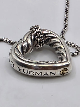 David Yurman Two-Tone Cable Heart Pendant Necklace