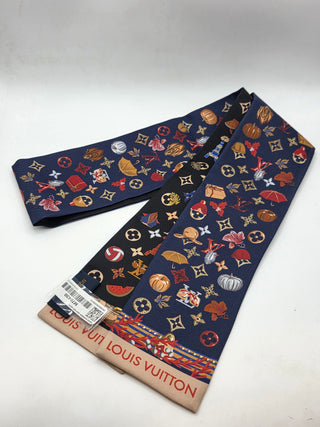 Louis Vuitton Black Navy Blue multicolor LV Monogram Silk Bandeau