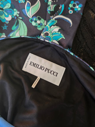 Emilio Pucci Black Green multicolor lace sexy dress 6 sz
