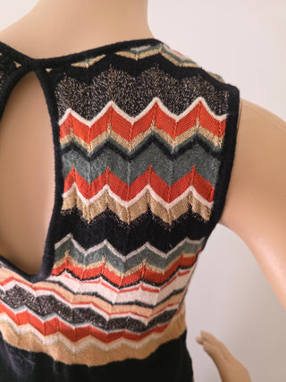 M Missoni Brown Multicolor Striped Merino Wool Mini Dress 10 sz