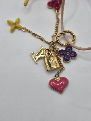 Louis Vuitton Gold-tone Sweet Monogram Enamel LV Charms Pendant Necklace