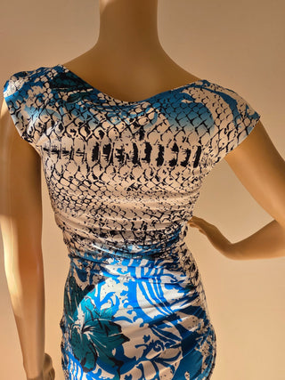 Emilio Pucci Blue Multicolor Signature Print Summer Dress 8 US sz