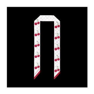 Louis Vuitton White Cherry print Cerise Silk Twilly