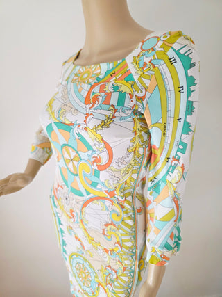 Emilio Pucci Multicolor Printed long-sleeved summer dress 38 sz