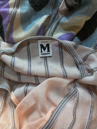 M Missoni Beige Metallic Striped Knee-Length Dress M sz