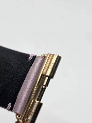 Chanel Metallic Purple Leather Interlocking CC Wrap Bracelet