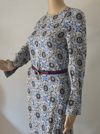 Louis Vuitton Black multicolor LV Monogram 2016 Midi Belted Dress XS | US2, FR34