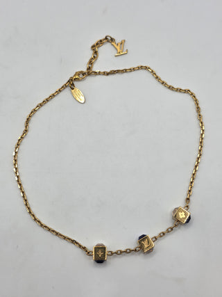 Louis Vuitton Gold-tone Crystal Gamble Station Necklace