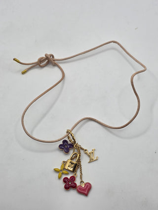 Louis Vuitton Gold-tone Sweet Monogram Enamel LV Charms Pendant Necklace