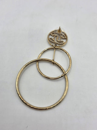 Chanel Gold-tone Interlocking CC Circle Drop Earrings