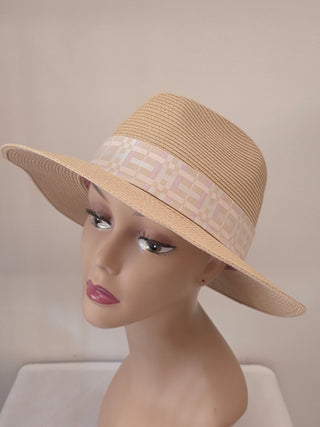 Hermès Beige Woven Straw Izia H Kilt Hat Size 59