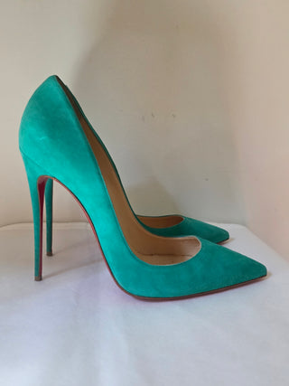 Christian Louboutin green suede So Kate Pointed-Toes pumps 41 sz