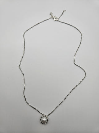 David Yurman Sterling Silver Pearl Chatelaine Pendant Necklace