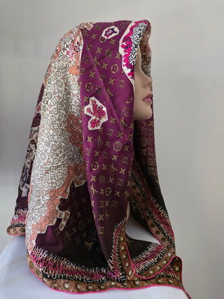 Louis Vuitton Brown Multicolor LV Monogram Map Pattern Silk Scarf