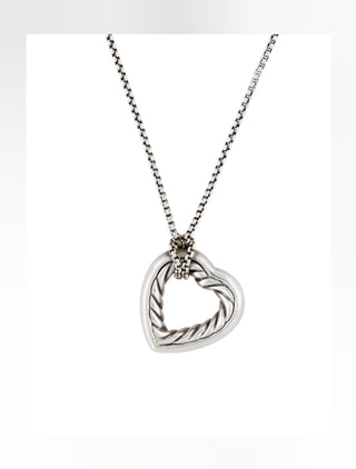 David Yurman Two-Tone Cable Heart Pendant Necklace