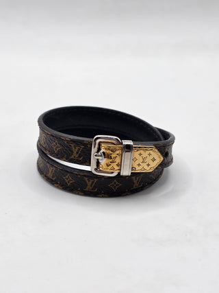 Louis Vuitton Brown 'Fasten Your LV' Monogram Wrap Bracelet